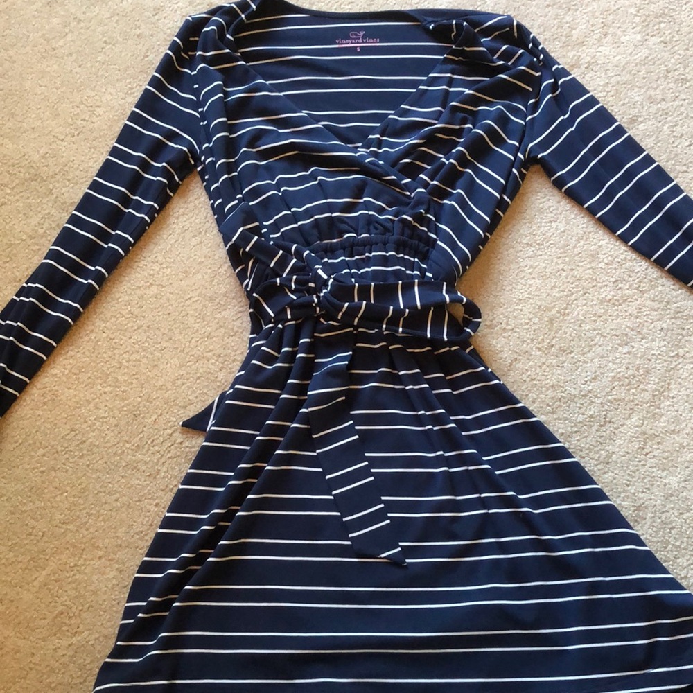 navy striped vineyard vines dress